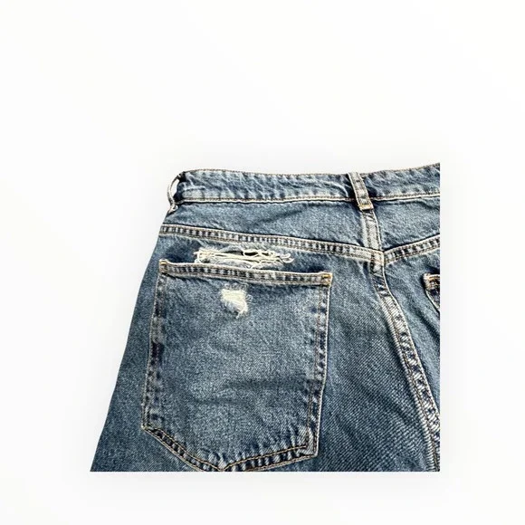 Zara Jeans Womens 10 Blue Wide Leg Distressed High Rise Denim Pants 6688/334 - Picture 12 of 13